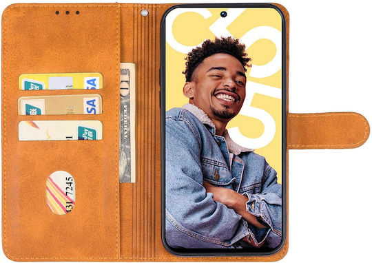 Wallet Piele / Piele artificială / Silicon Maro (Realme C55)