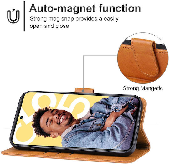 Wallet Piele / Piele artificială / Silicon Maro (Realme C55)