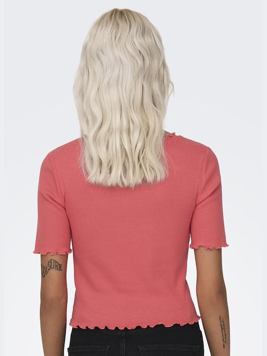 Only Damen Bluse Baumwolle Kurzärmelig Rosa