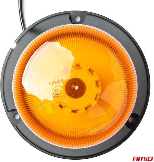 AMiO Φάρος Αυτοκινήτου LED 12 / 24V 11.5cm με Πορτοκαλί Φωτισμό