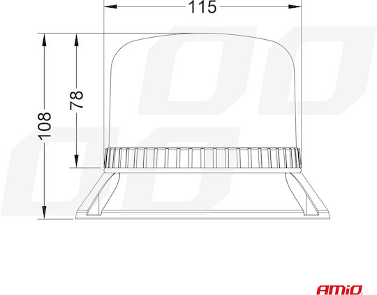 AMiO Φάρος Αυτοκινήτου LED 12 / 24V 11.5cm με Πορτοκαλί Φωτισμό