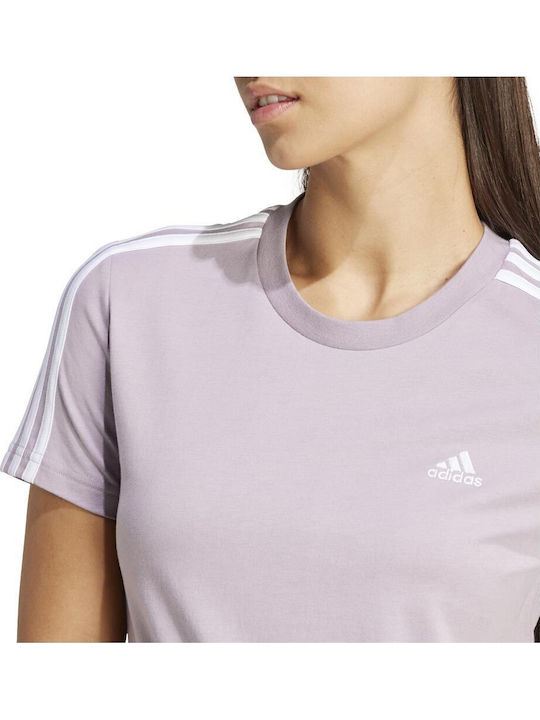 Essentials 3-Stripes Дамска Спортна T-shirt На Райета Лилава