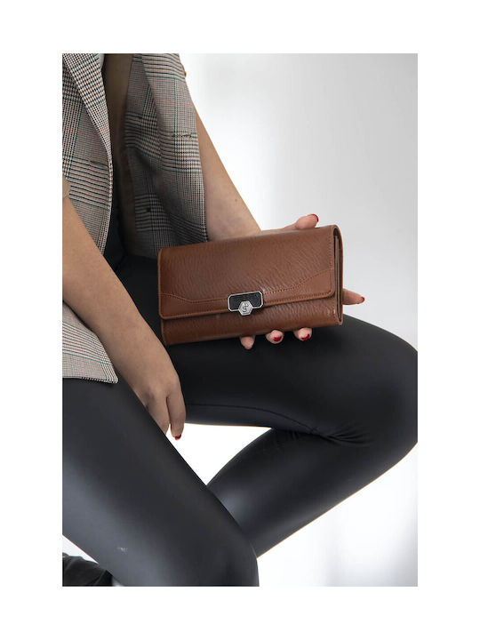 Silver & Polo Large Women's Wallet Cards Tabac Brown