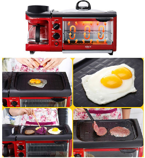 Raf 3 Ηλεκτρικός Φούρνος Καφετιέρα R.5308r 3 In 1 Breakfast Maker