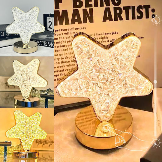 Lumină Crăciunesc Decorativ de birou Stea cu lumină LED Metalic Galben 3x3buc 1buc