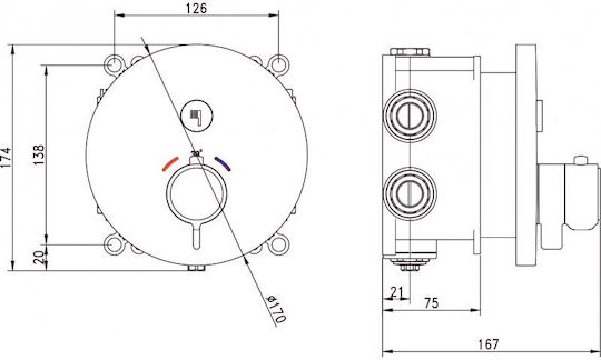 Inter Ceramic Mischpult Batterie Eingebaute Wasserhähne für Dusche