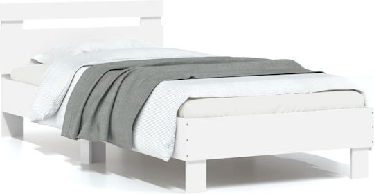 Pat King Size Din Lemn Alb Cu Plăci Pentru Saltea 190x190cm