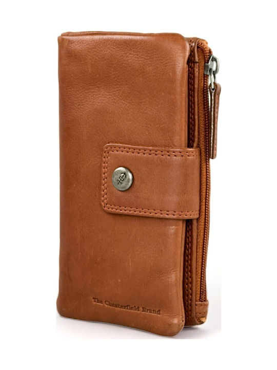 Large Leather Women's Wallet Coins with RFID Tabac Brown