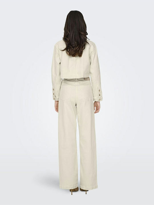 Wide Hoch tailliert Damenjeans in Weiter Linie White