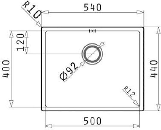 Pyramis Astris 1b Ισόπεδος Νεροχύτης Inox Brushed Μ50xΠ40cm Ασημί