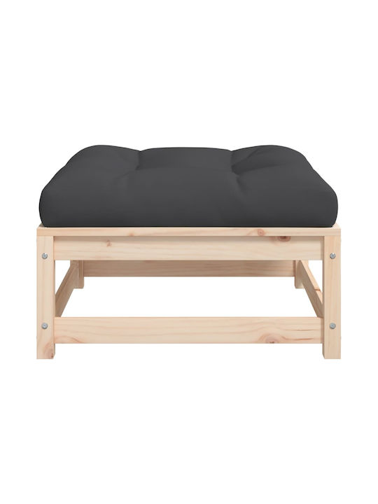 Wooden Cube Garden Stool with Beige Cushion 2 Pieces 70x70x30cm