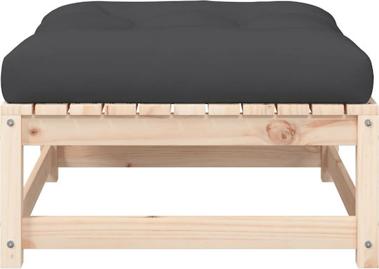 Wooden Cube Garden Stool with Beige Cushion 2 Pieces 70x70x30cm