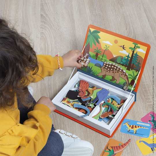 Janod Μαγνητικό Παιχνίδι Κατασκευών Dinosaurs Magneti'book για Παιδιά 3+ Ετών