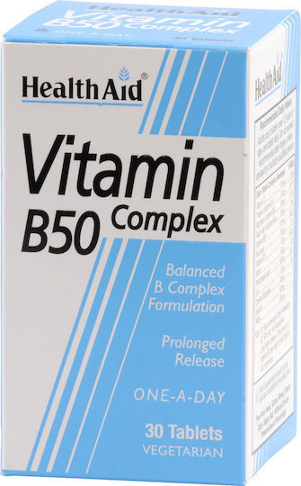 Health Aid B50 Complex Βιταμίνη για Ενέργεια, Ενίσχυση του Ανοσοποιητικού & το Νευρικό Σύστημα 30 x 1 ταμπλέτες
