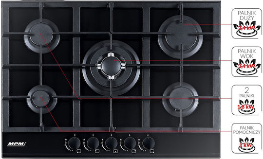 MPM Gas Cooktop With Frame Autonomous 51x68.4εκ.