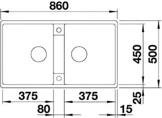 Blanco Zia 9 527210 Drop-In Мивка от Синтетичен Гранит Ш86xД50см Soft White