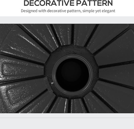 Outsunny Umbrella Stand made of Cement Black Velvet-Black Metal 43x43cm
