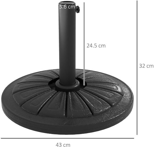 Outsunny Umbrella Stand made of Cement Black Velvet-Black Metal 43x43cm
