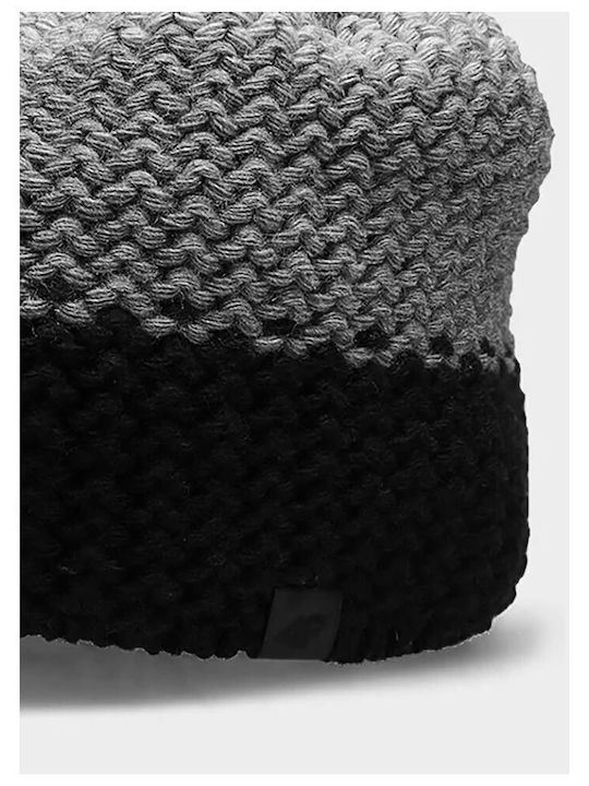 4F Pom Pom Beanie Ανδρικός Fleece Σκούφος Πλεκτός σε Μαύρο χρώμα