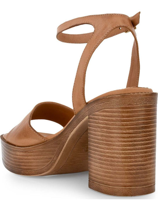 Din piele Sandale Tabac maro