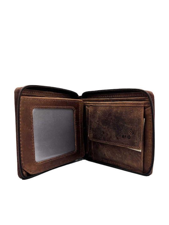 Leather Men's Wallet Classic with RFID Brown
