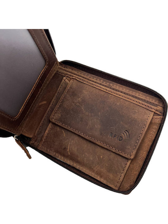 Leather Men's Wallet Classic with RFID Brown