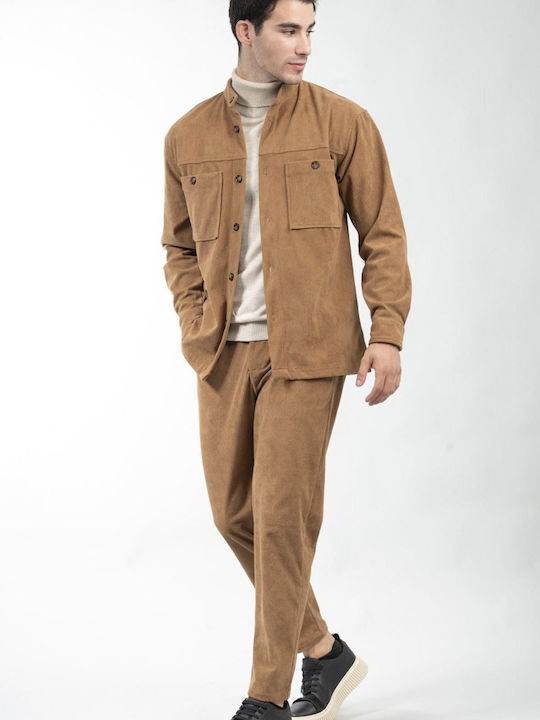 Vittorio Artist Molve Herrenhemd Overshirt Langärmelig Cord Braun