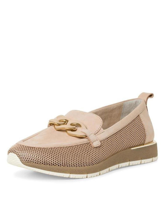 Tamaris Leather Women's Moccasins in Beige Color