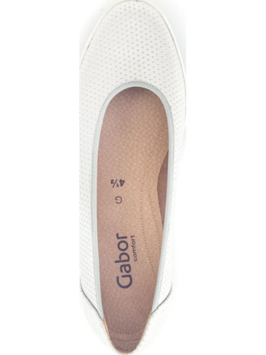 Lederne Damen Ballerinas in Weiß Farbe