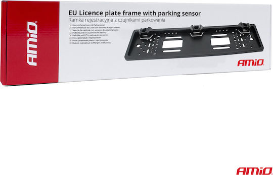 AMiO Car Parking System License Plate Frame with Buzzer and 3 Sensors in Black Color