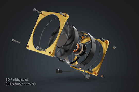 Alphacool Apex Stealth Metal Power Case Fan 120mm (3000rpm) Χωρίς Led Φωτισμό και Σύνδεση 4-Pin PWM Χρυσό
