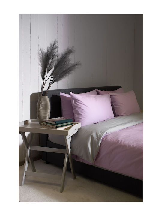 Viokarpet Duvet Cover Set Cotton Single with Pillowcase 165x245 View Lilac Lt Grey