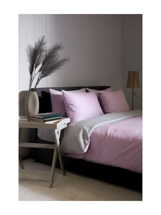 Viokarpet Duvet Cover Set Cotton Single with Pillowcase 165x245 View Lilac Lt Grey