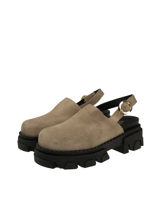 Sante Leder Clogs Braun