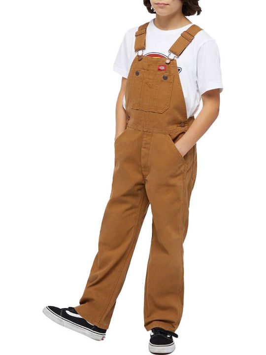 Dickies Duck Canvas Bib Overall Kids' Jeans Dungarees Rinsed Brown
