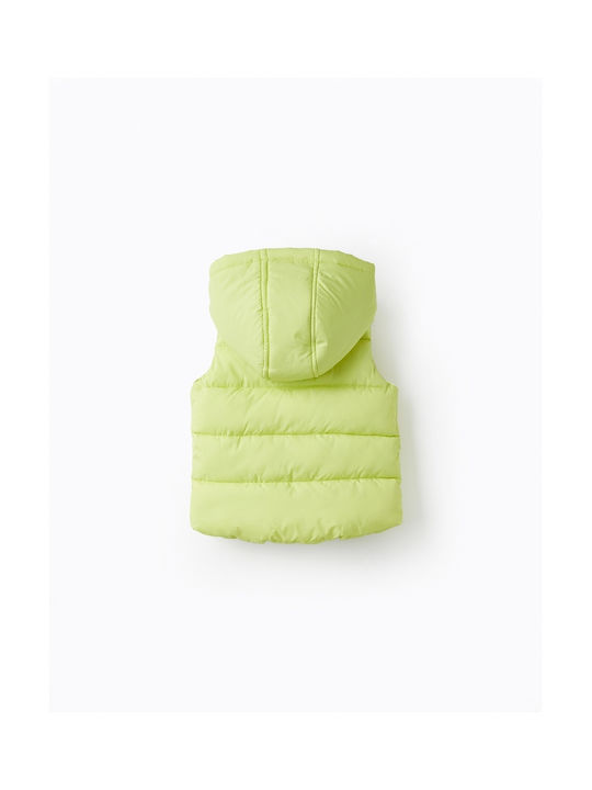 Zippy Kids Quilted Jacket Sleeveless with Hood Neon Green