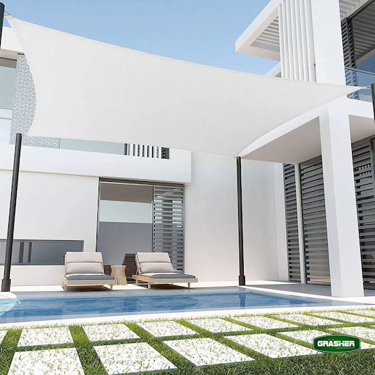 Grasher Ε220 Square Shade Sail White With Hoop 3.6x3.6m 180gr/m²