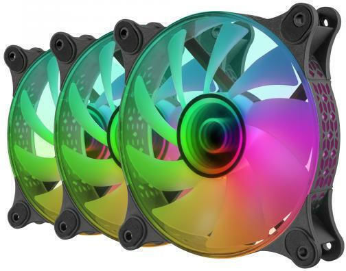 Mars Gaming MF-3DKIT Case Fans 120mm (1100rpm / 31cfm) with ARGB Lighting and Connection 3-Pin / 6-Pin Pack of 3