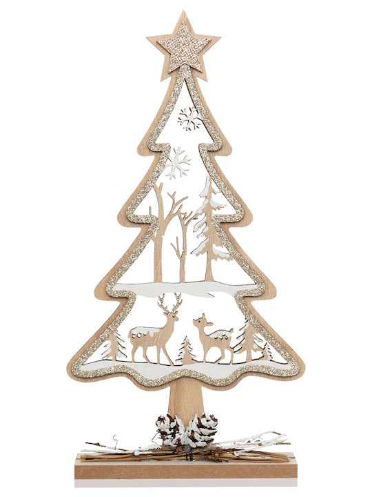 Christmas Decorative Wood Tree 29cm Beige