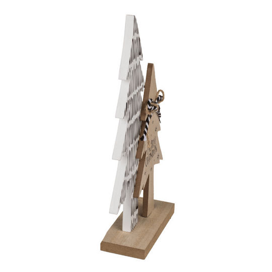 Arbore Decorativ De Crăciun Din Lemn Cu Inscripție 25.5 Cm Bej Merry Christmas 2