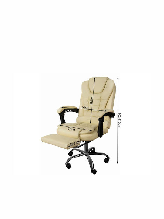 Reclining Office Chair with Fixed Arms Beige