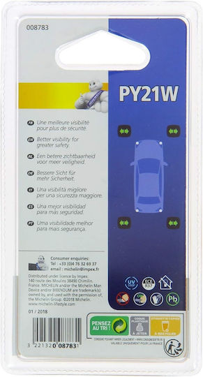 Michelin Lamps Car PY21W-BAU15s 12V 2pcs