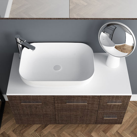 Orabella Surface 100 Πάγκος με Νιπτήρα & Καθρέπτη Μ100xΒ45xΥ50cm Καφέ