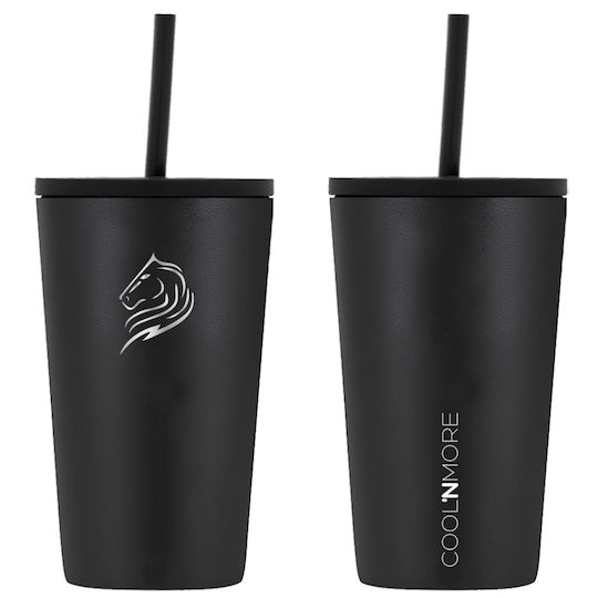 Cool'NMore Ποτήρι Θερμός Ανοξείδωτο BPA Free 350ml Μαύρο με Καλαμάκι και Επιστόμιο