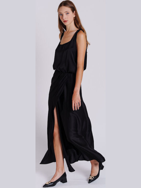 Satin High-waisted Maxi Skirt Envelope Black