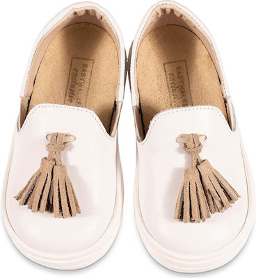 Babywalker White-Ecru Baptism Leather Moccasins