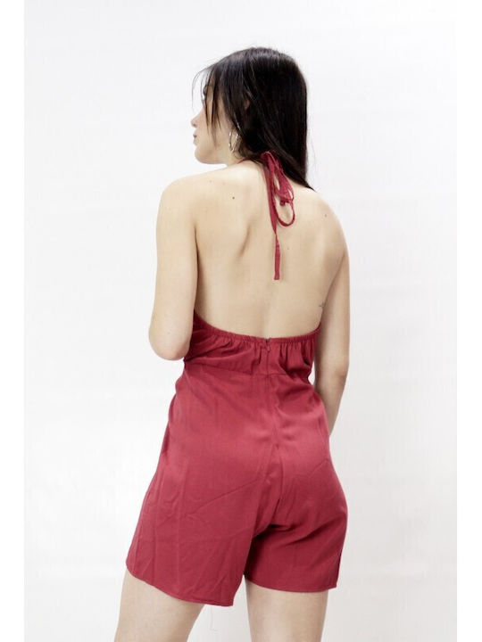 Women's Sleeveless One-piece Shorts Burgundy