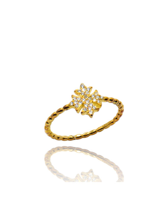 Women's Gold Plated Silver Ring with Zircon