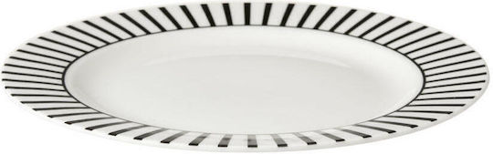 Dutch Rose Dessertteller Stripe Teller Wüste aus Porzellan Weiß mit Durchmesser 18cm