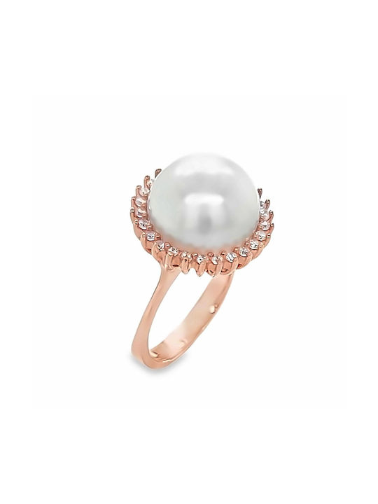 Xryseio Women's Ring with Pearl & Zircon 14K